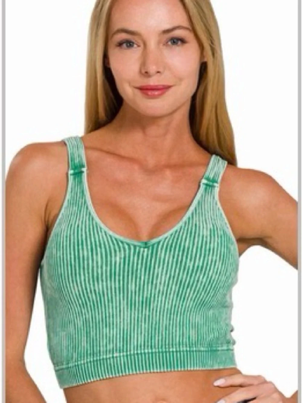 New in bag Zenana Padded Brami in Dark Green - Picture 1 of 7